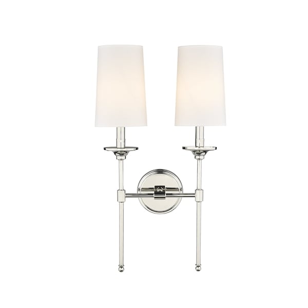 Emily 2 Light Wall Sconce, Polished Nickel & Off White